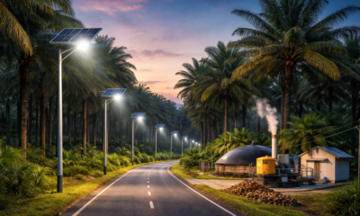 Oil Palm Project Involving Streetlights Powering Green Roads